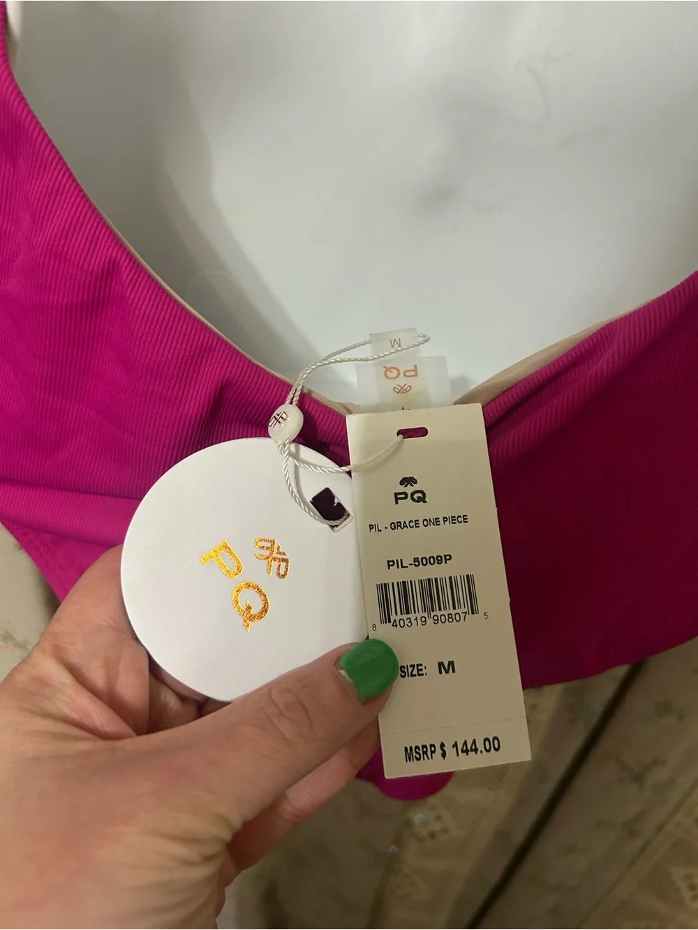 PQ Swim Grace‎ One Piece Fuchsia One Shoulder Cutout Swimsuit M